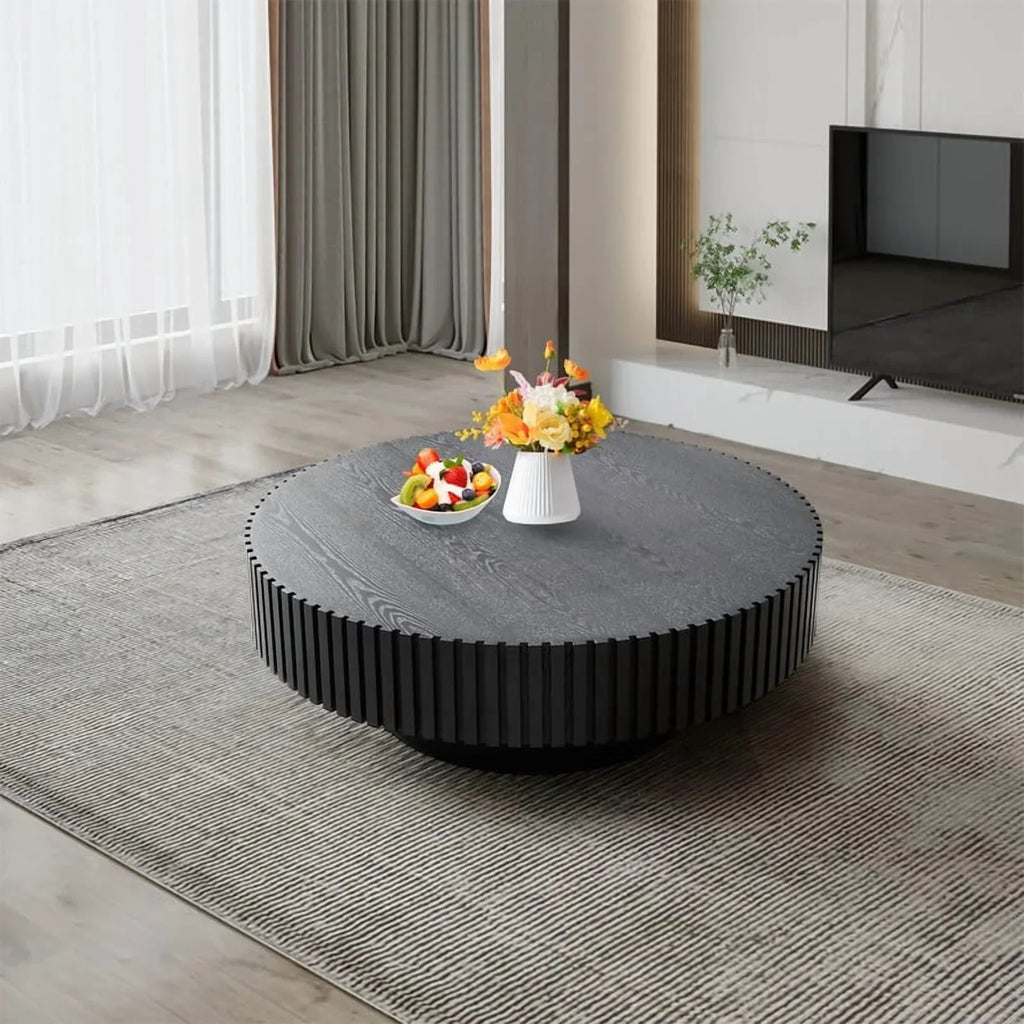2026 NewFFH 43.7 inch Oval Coffee Table for Living Room,Handcraft Rustic Corner Coffee Table Nature Wood Relief Sturdy Pedestal for Apartmen,Side Table Centre Table,Nature Wood