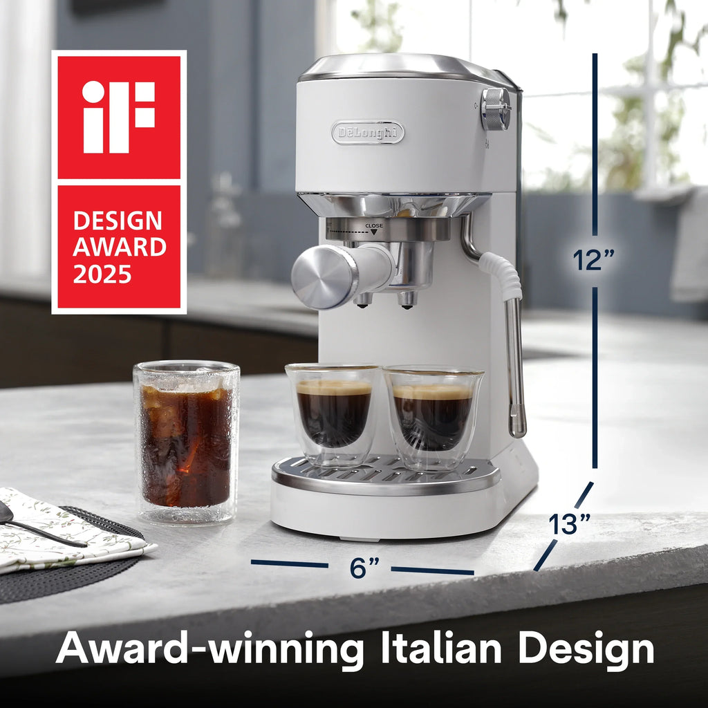 2026 NewDe’Longhi Dedica Duo Espresso Machine, Compact Size with Built in Frother for Latte Art, Brew Espresso, Cold Brew, Lattes & More, Stainless Steel
