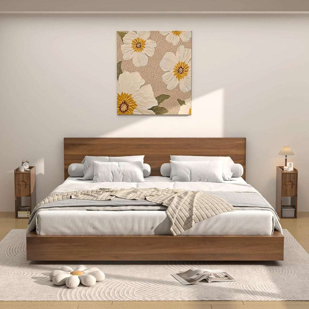 2026 NewNarrow Nightstand Set of 2 with Drawers, Fluted Slim Side End Table with Storage for Small Spaces