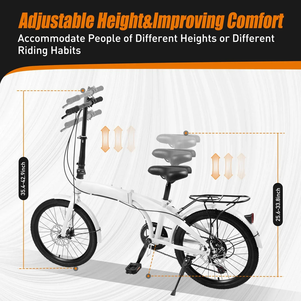 2026 NewLOYALHEARTDY 20" Folding Bike 7-Speed Unisex Mountain Bicycle Adjustable Height MTB City Bike for Adult Teenager High Carbon Steel Foldable Bicycle for Riding Traveling w/Dual Disc Brakes & Fender