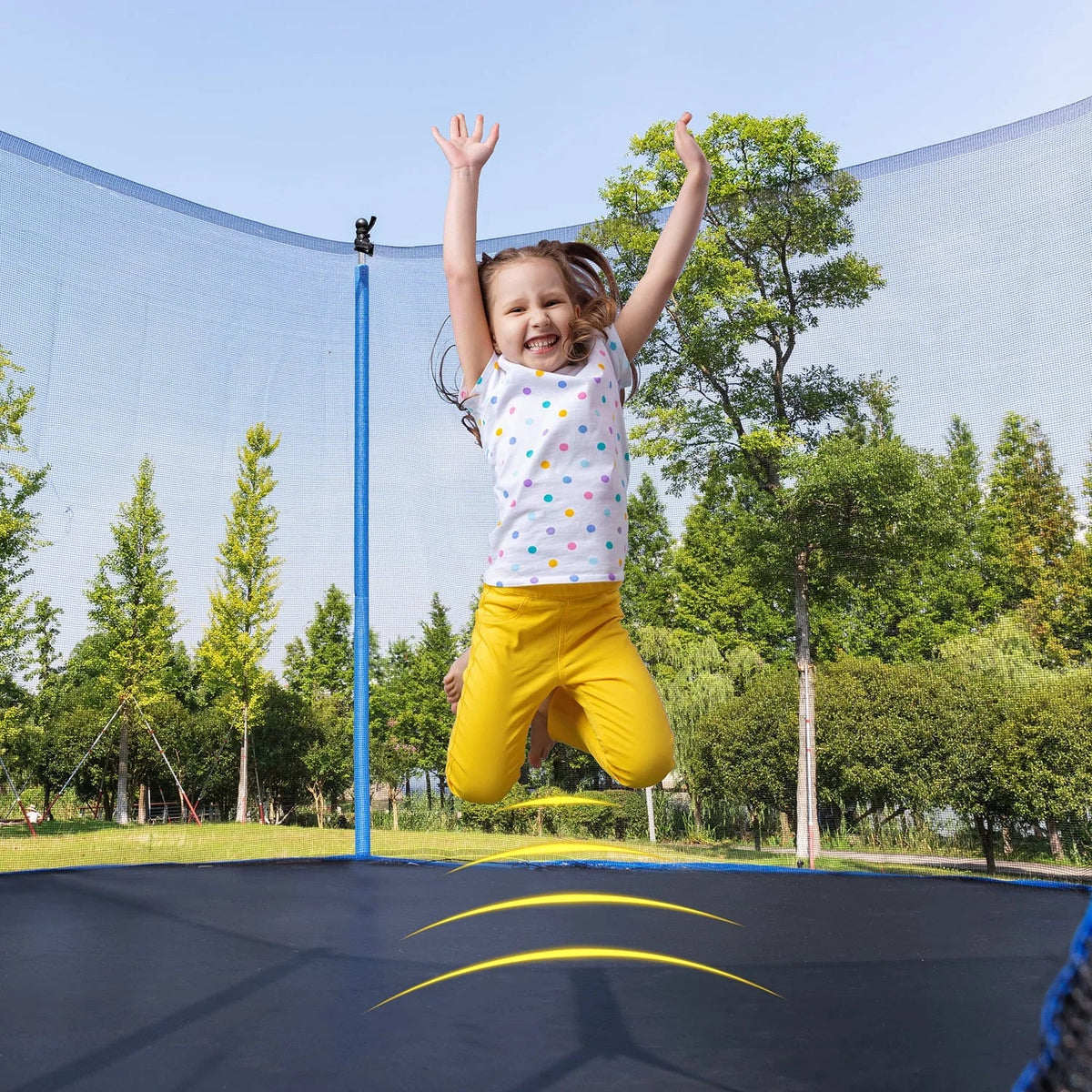 2026 New14FT Outdoor Trampoline with Safety Enclosure, Steel Tube Frame, Ladder & Secure Net - Heavy Duty, Blue