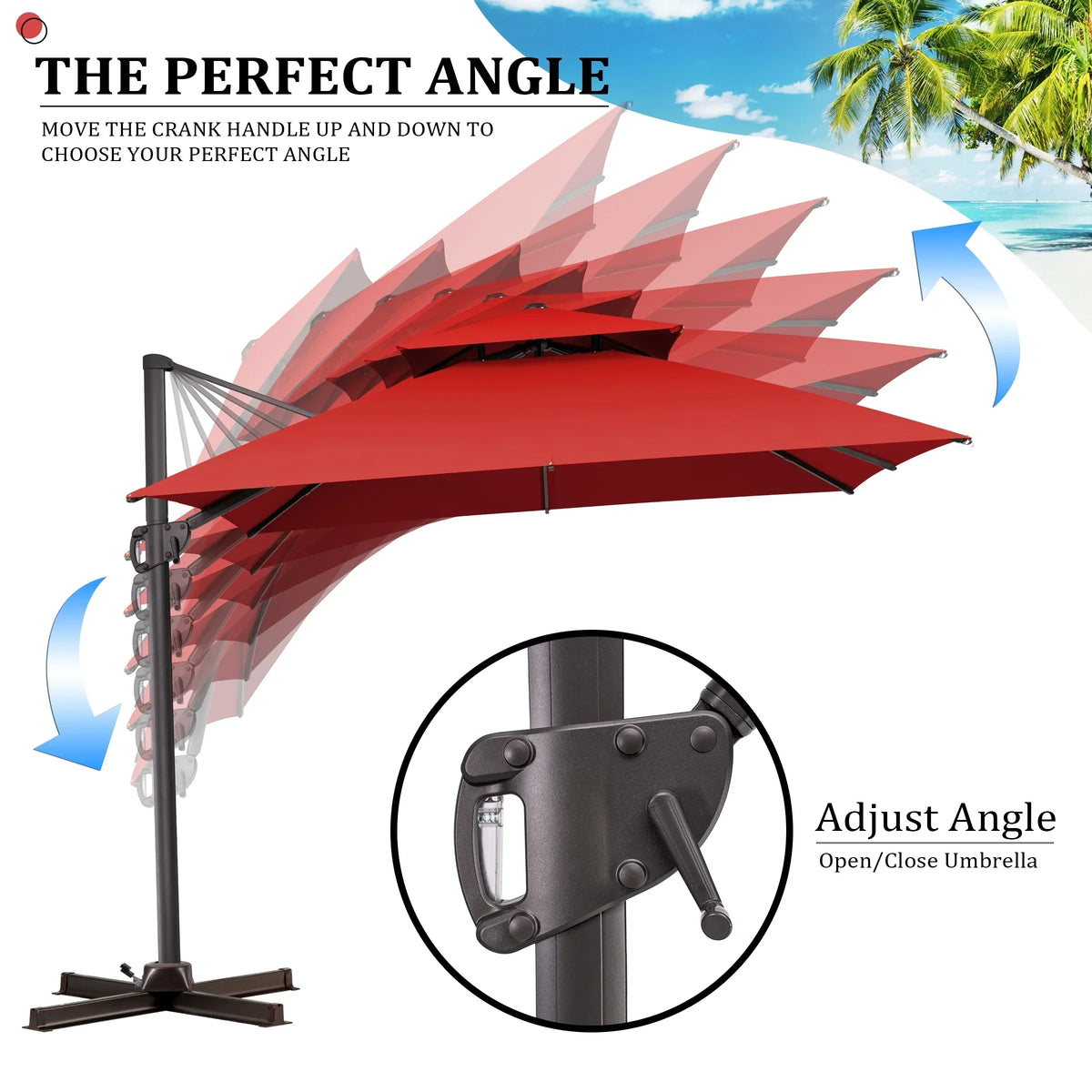 2026 NewPellebant 10 ft. x 10 ft. Square Double Top Patio Cantilever Umbrella, Navy Blue