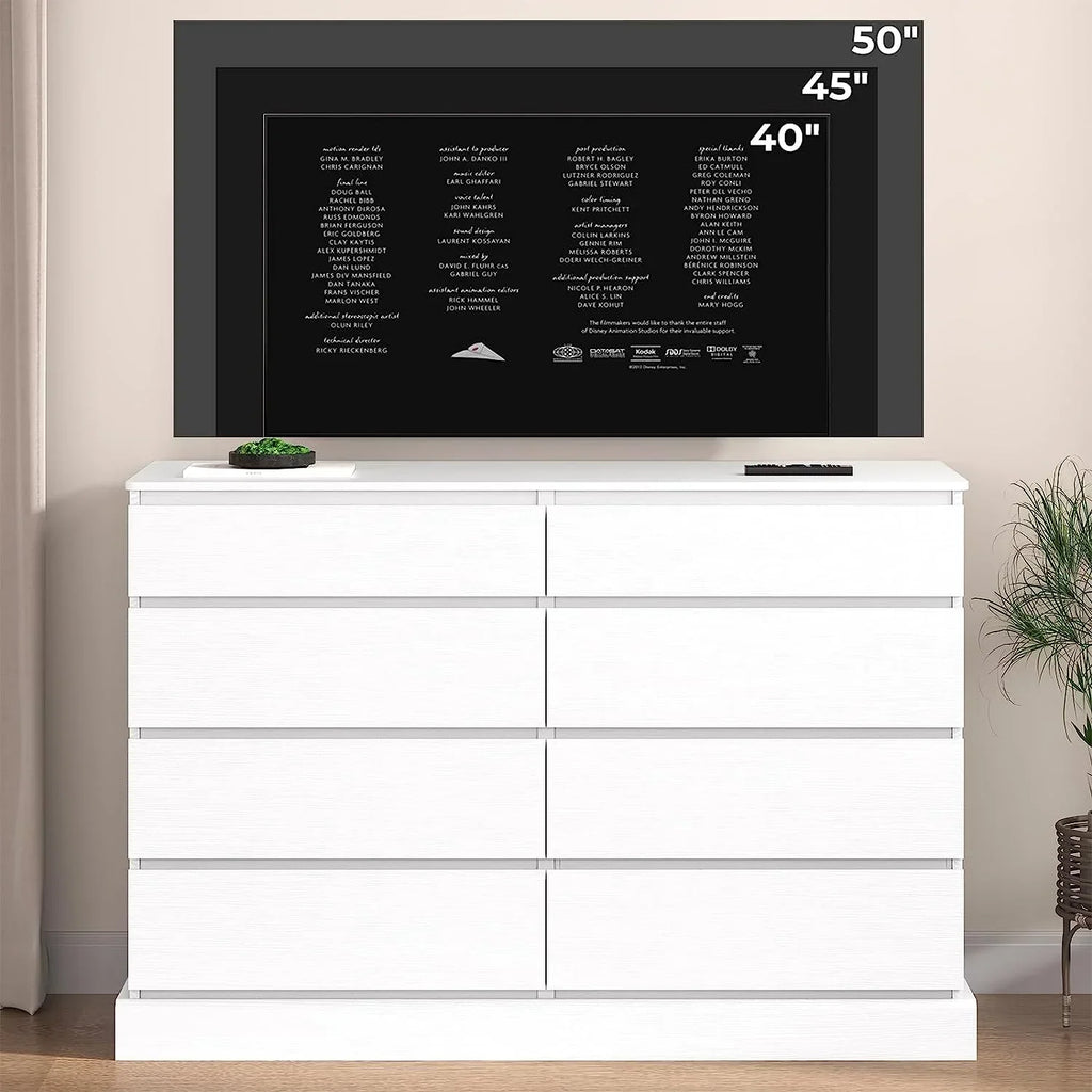 2026 New8 Drawers Double Dresser Wooden Black Chest of Drawers for Bedroom, Large Storage Cabinet for Home Living Room