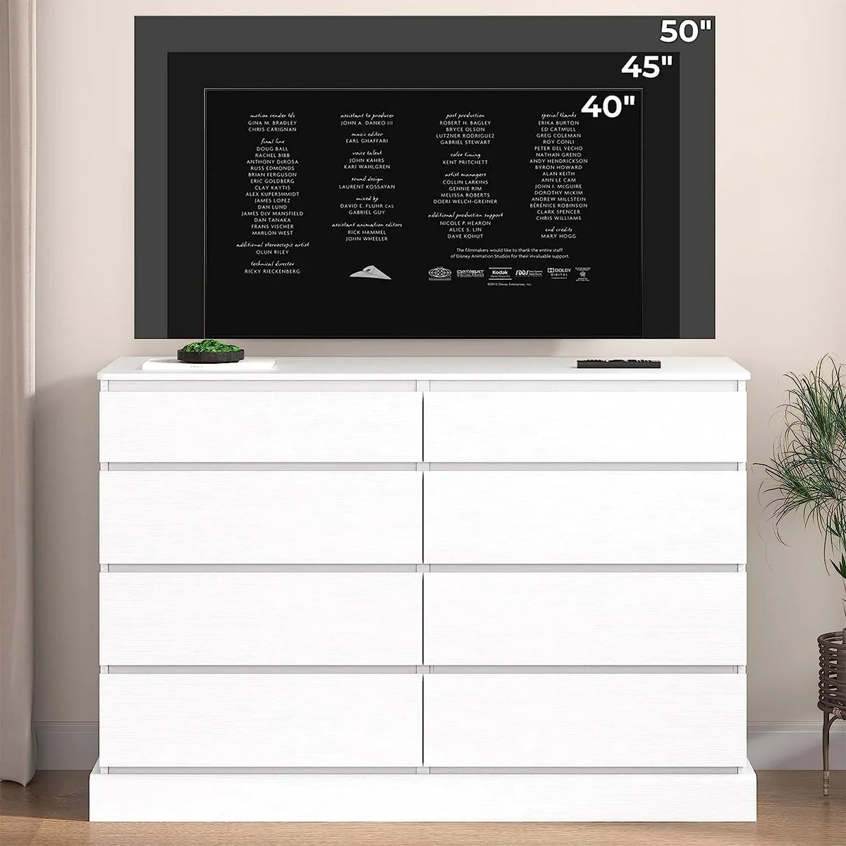 2026 New8 Drawers Double Dresser Wooden Black Chest of Drawers for Bedroom, Large Storage Cabinet for Home Living Room