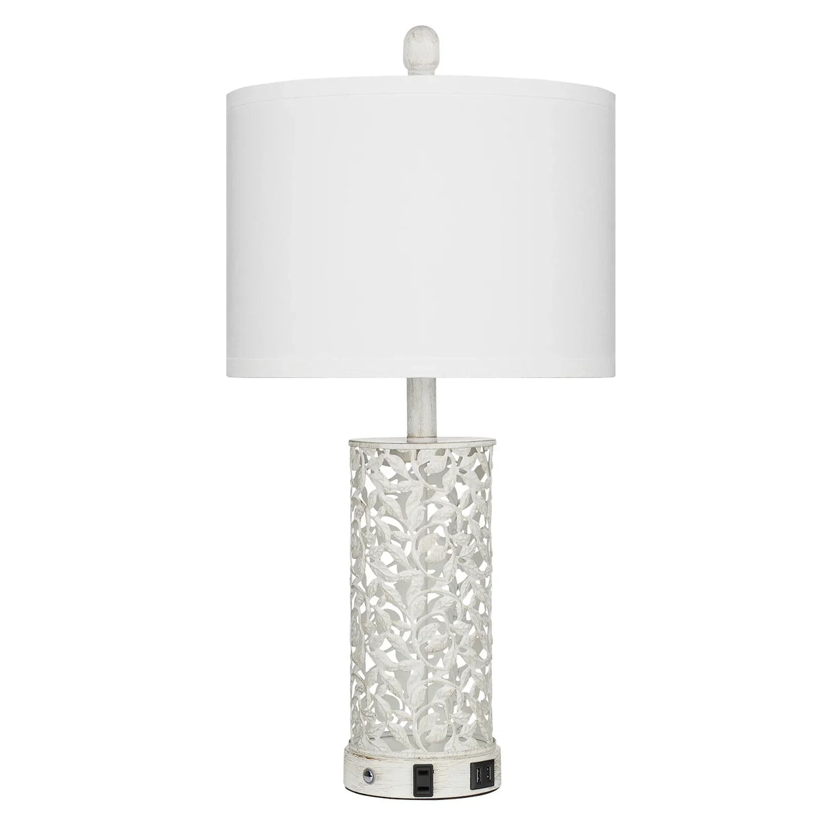 2026 NewCinkeda Table Lamp Set of 2 for Living Room Bedroom with USB Ports AC Outlet 3 Way Dimmable Touch Nightlight Farmhouse White Floral Nightstand Bedside Lamps