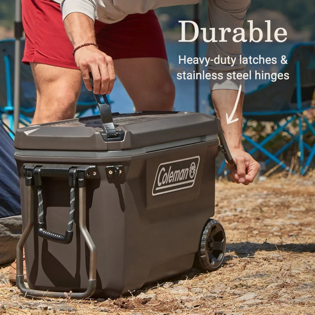 2026 NewColeman Convoy Series 65-Quart Hard Cooler with Wheels, up to 48 Cans, Brown Walnut Color
