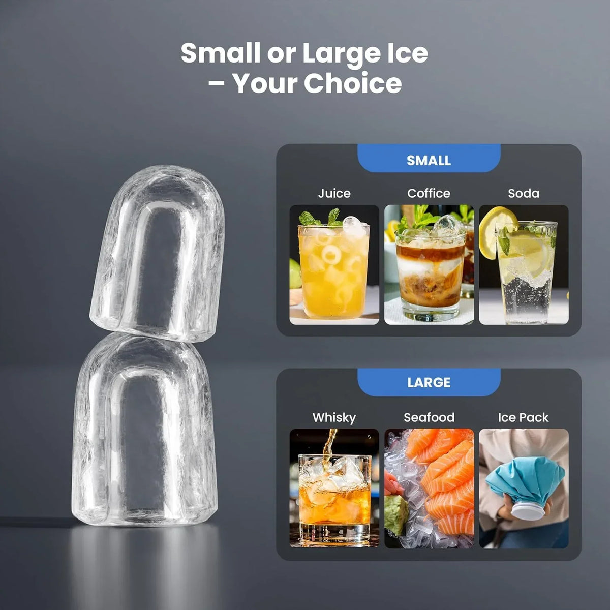 2026 NewMoifoi Ice Maker Countertop, 26 lbs/24 H, 8 Pcs Ice in 6 Mins, Portable Ice Maker Machine with Self-Cleaning, Interior Lighting, 2 Sizes Bullet Ice, Black