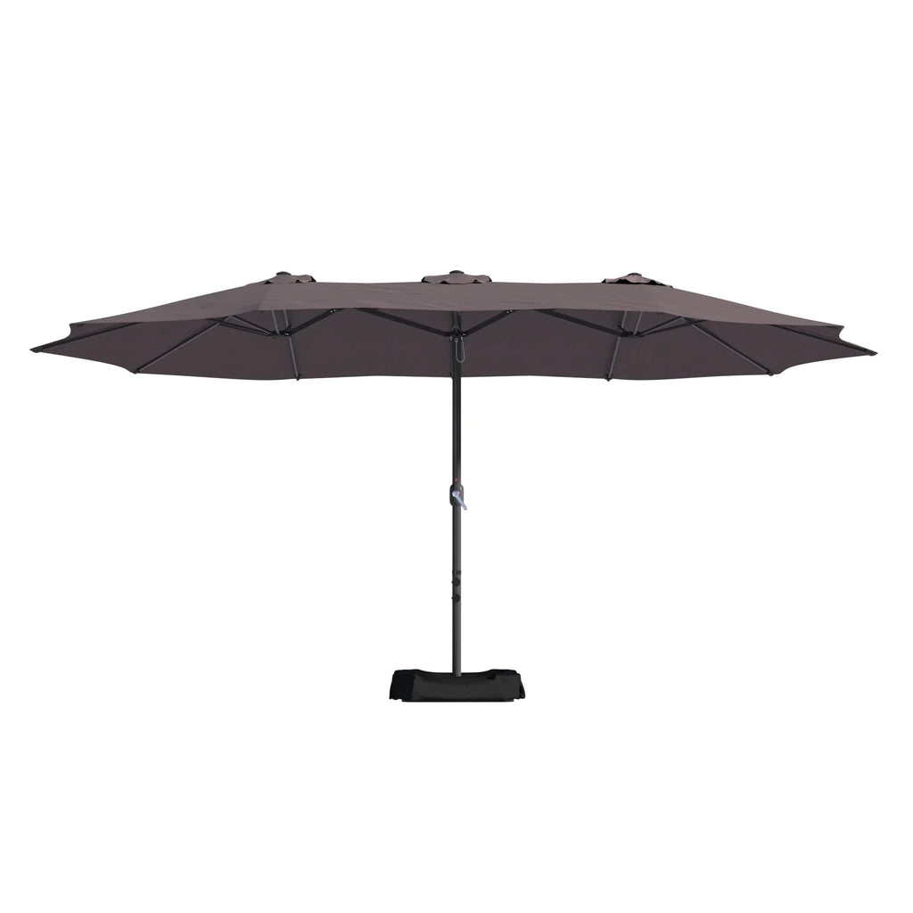 2026 NewMondawe 15ft Patio Umbrella Rectangular Outdoor Market Umbrella with Base and LED Lights Beige