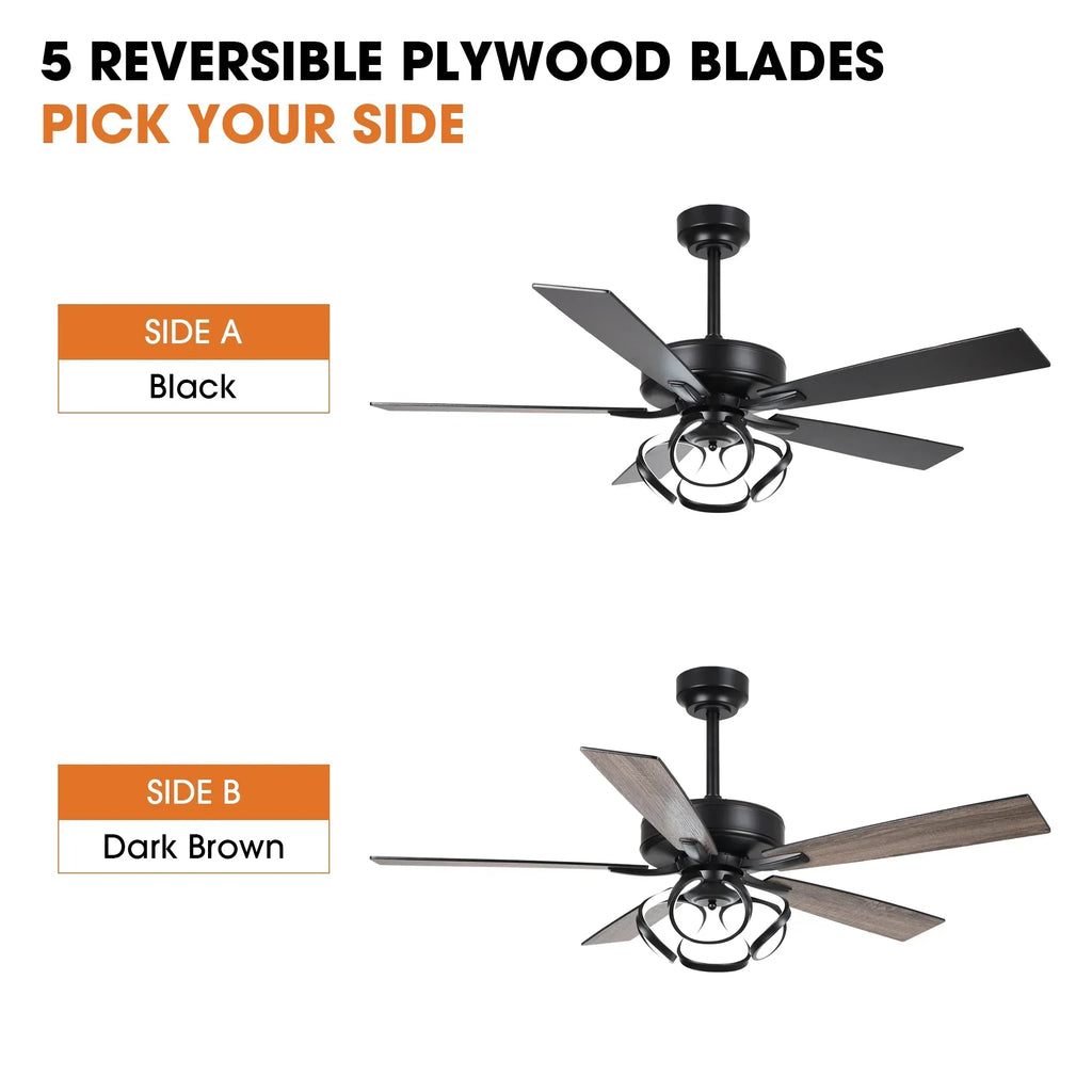 2026 NewParrot Uncle 52-Inch Contemporary Chrome Ceiling Fan with Integrated LED Lights and Remote Control