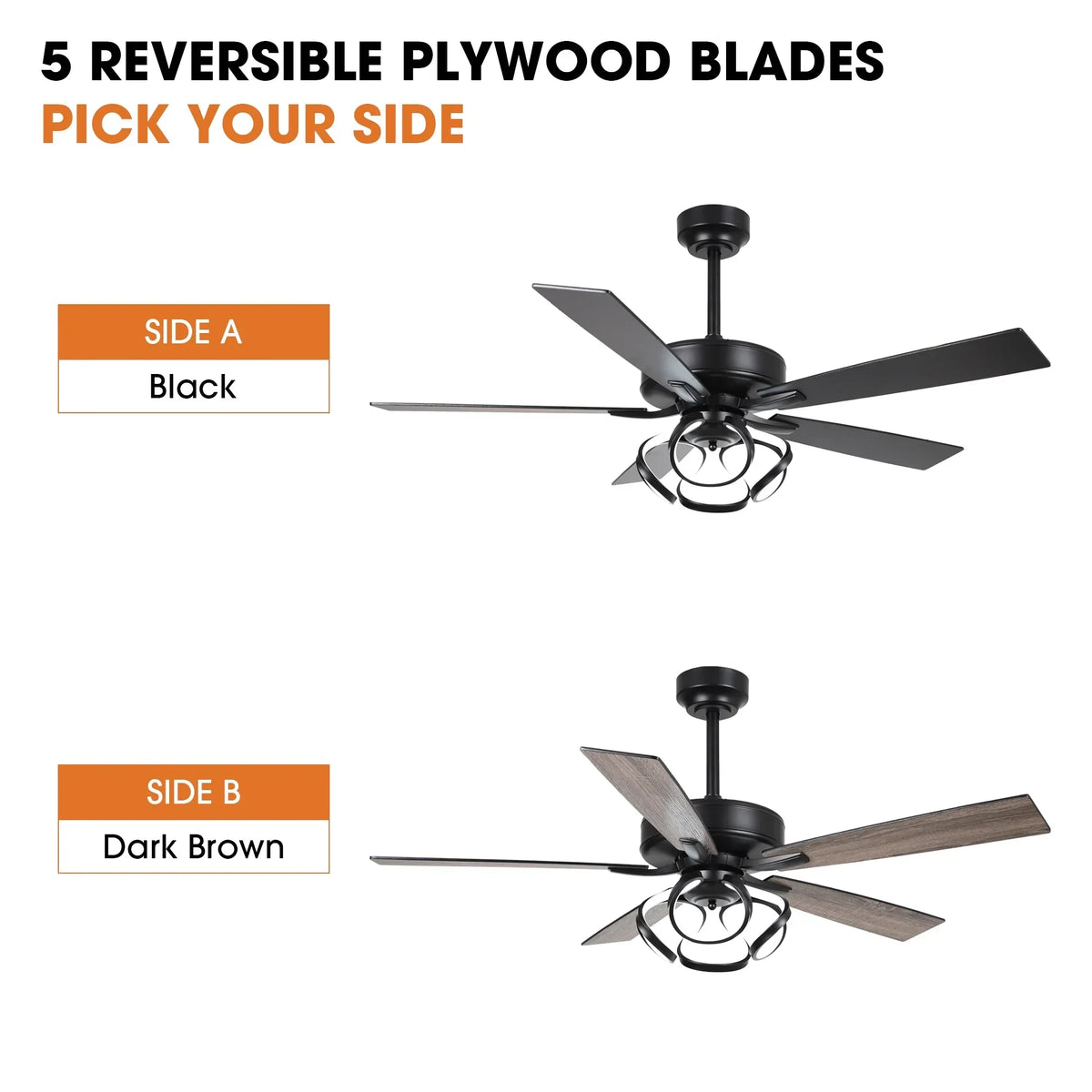 2026 NewParrot Uncle 52-Inch Contemporary Chrome Ceiling Fan with Integrated LED Lights and Remote Control