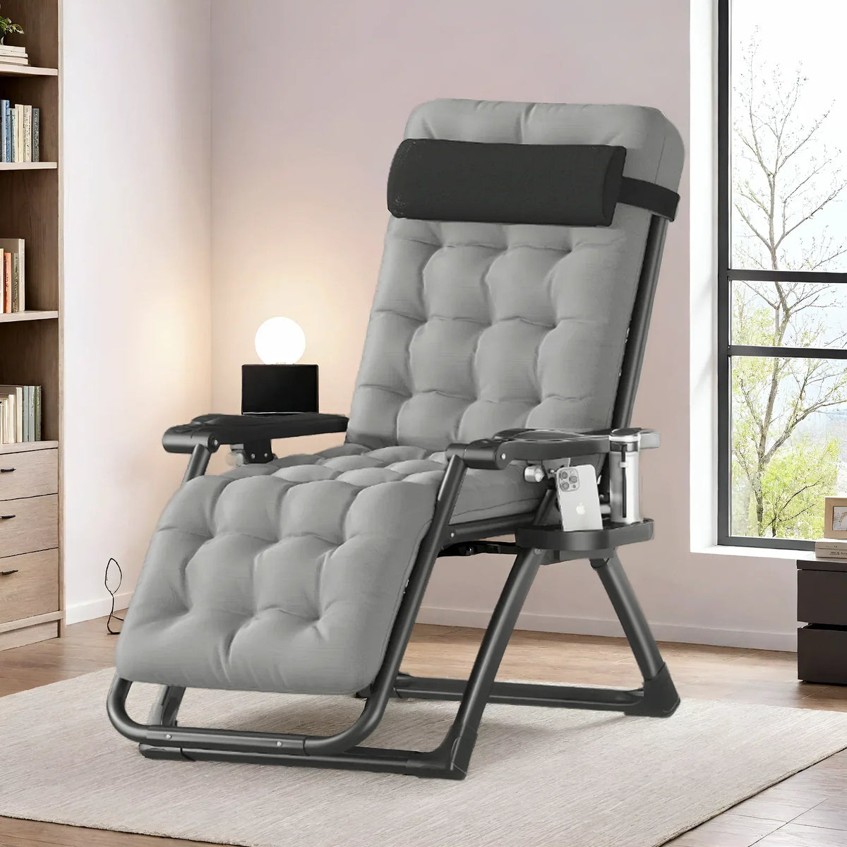 2026 NewNaipo Zero Gravity Chair, Outdoor Foldable Padded Lounge Chair Recliner with Side Table, 353lbs Lounge Chair Sleep Relaxing, Winner