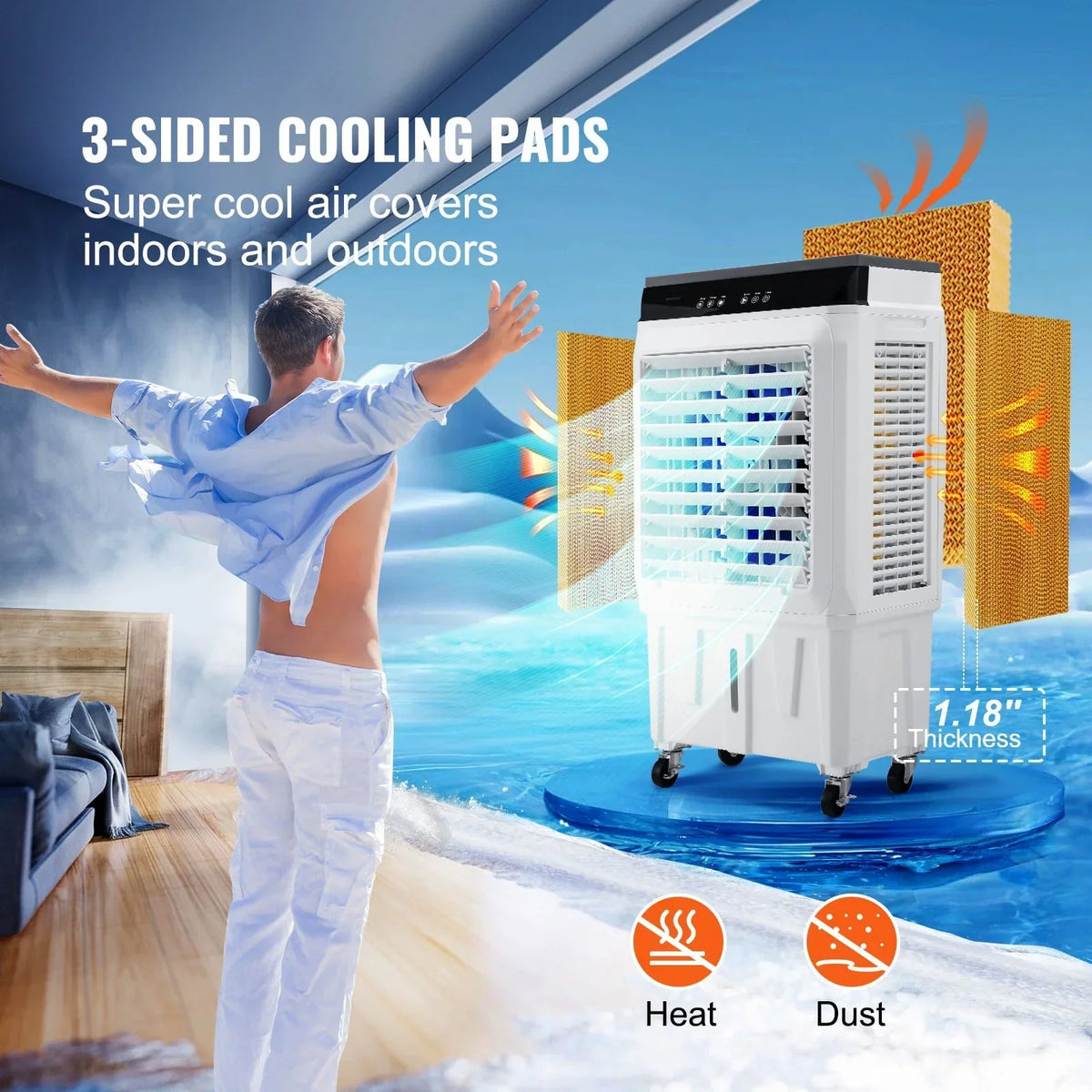 2026 NewBENTISM Evaporative Cooler Swamp Cooler 3-in-1 2100 CFM 7 Gal 12h Timer Air Humidifier