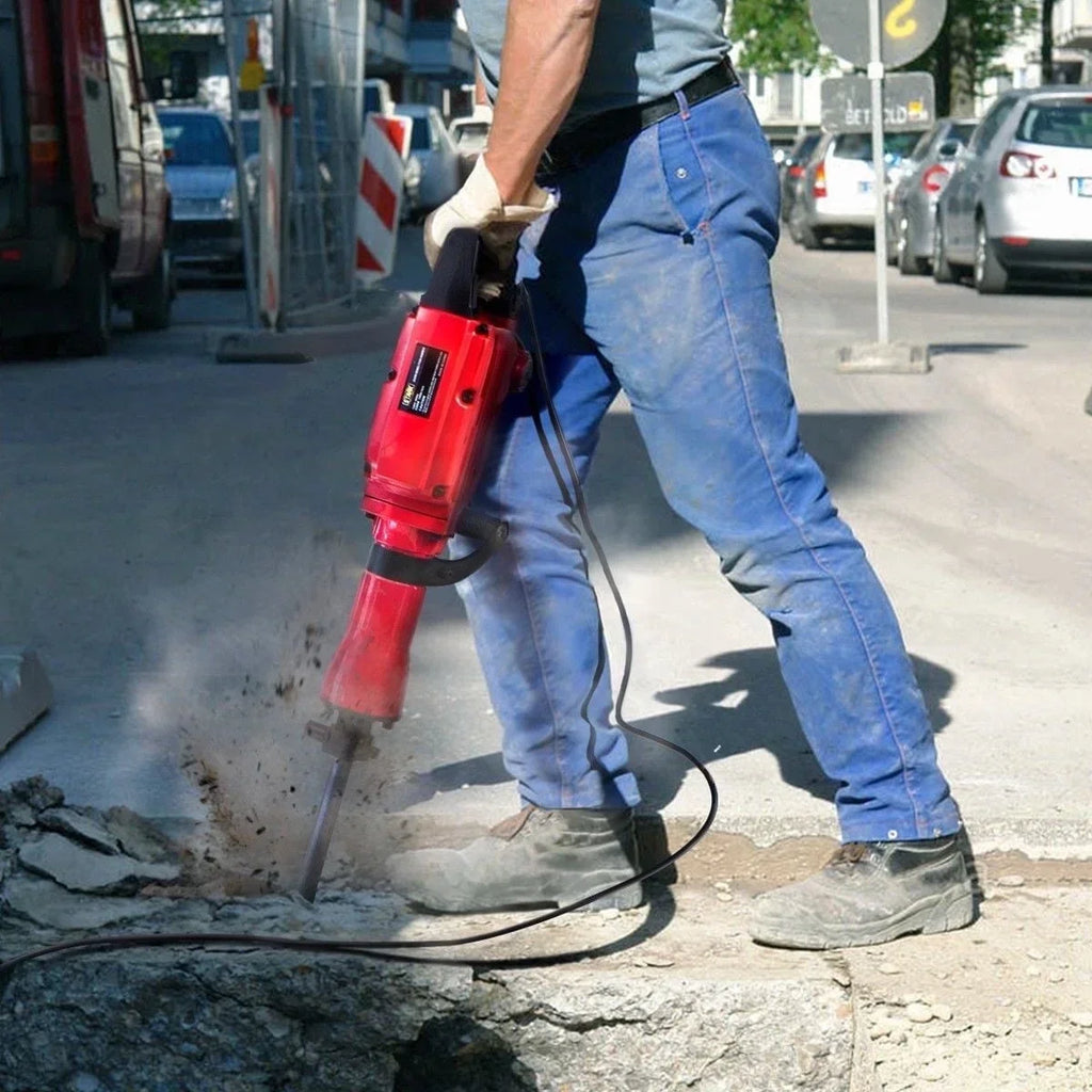 2026 NewXtremepowerUS Demolition Jack Hammer Heavy Duty, 2200W Electric Jackhammer With Scraping Chisel, 1800BPM Power Drill Concrete Breaker Bar Point & Chisel Bits Chisel Set, Red