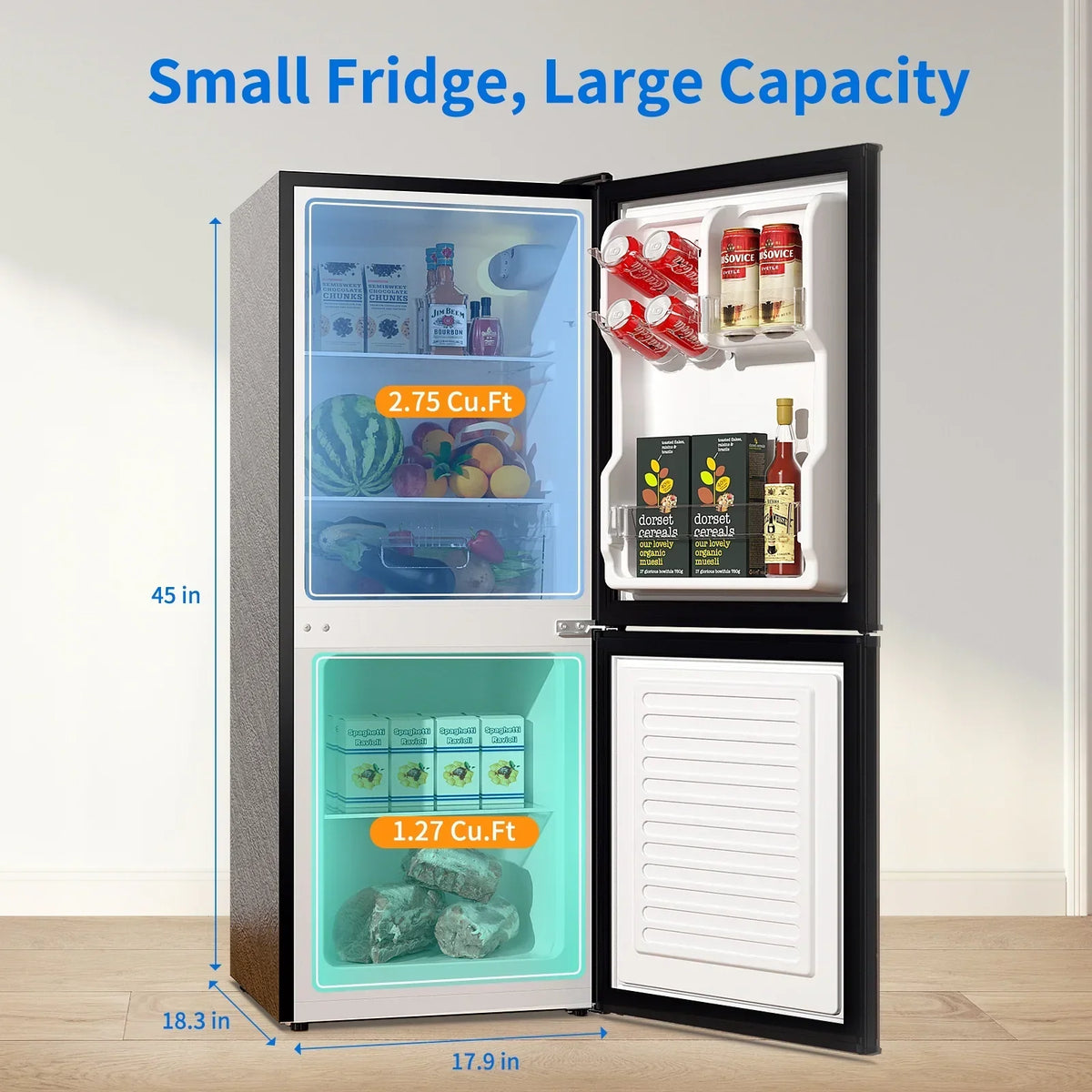 2026 NewBANGSON 4.0 Cu.ft Small Refrigerator with Freezer,2 Door, Small Fridge with Freezer with Bottom Freezer,Silver