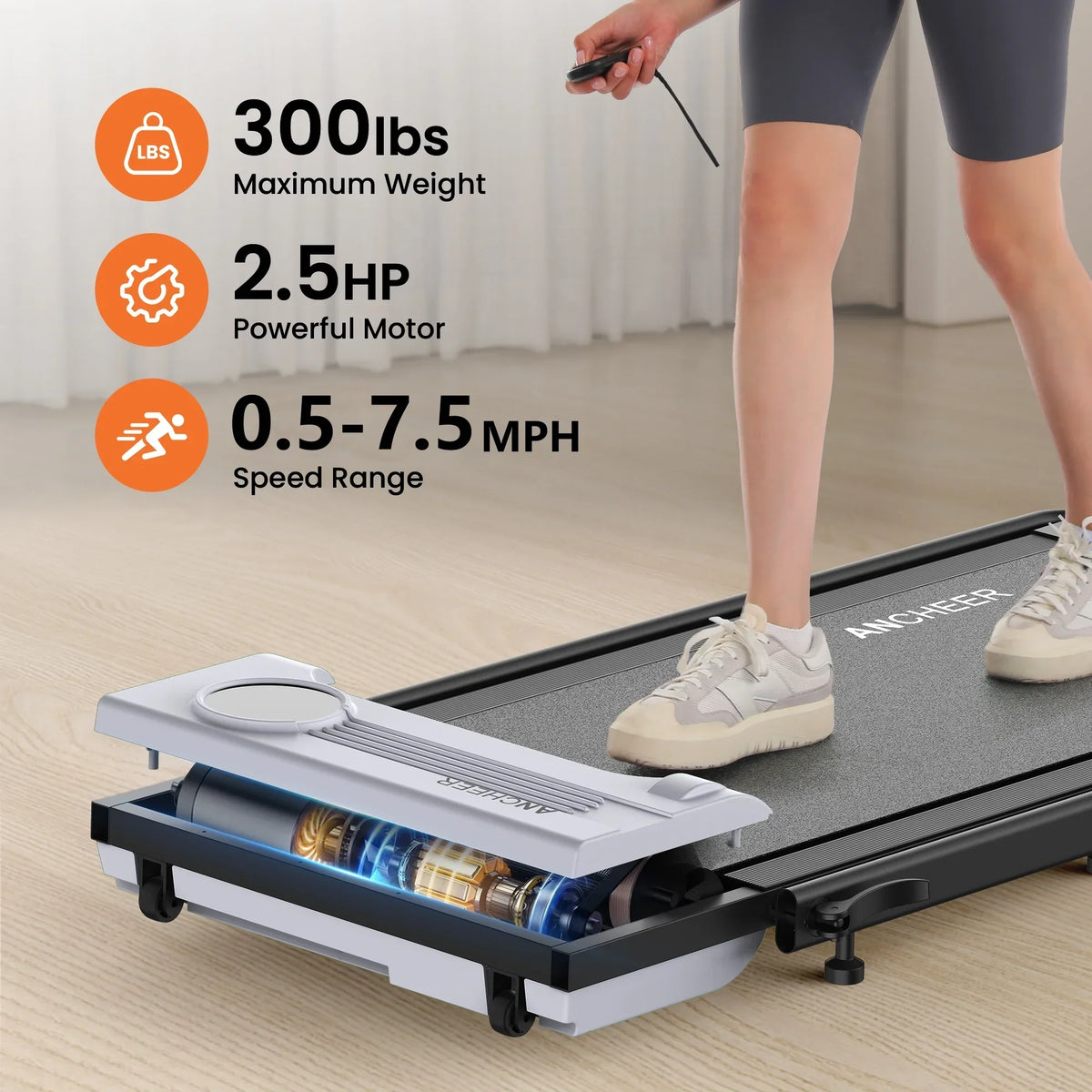 2026 NewANCHEER Portable Folding Walking Pad 300lb, 7.5 MPH Under Desk Treadmill with Remote Control & LED Display,2 in 1 Walking Pad Treadmill for Home/Office/Exercise(Pink)