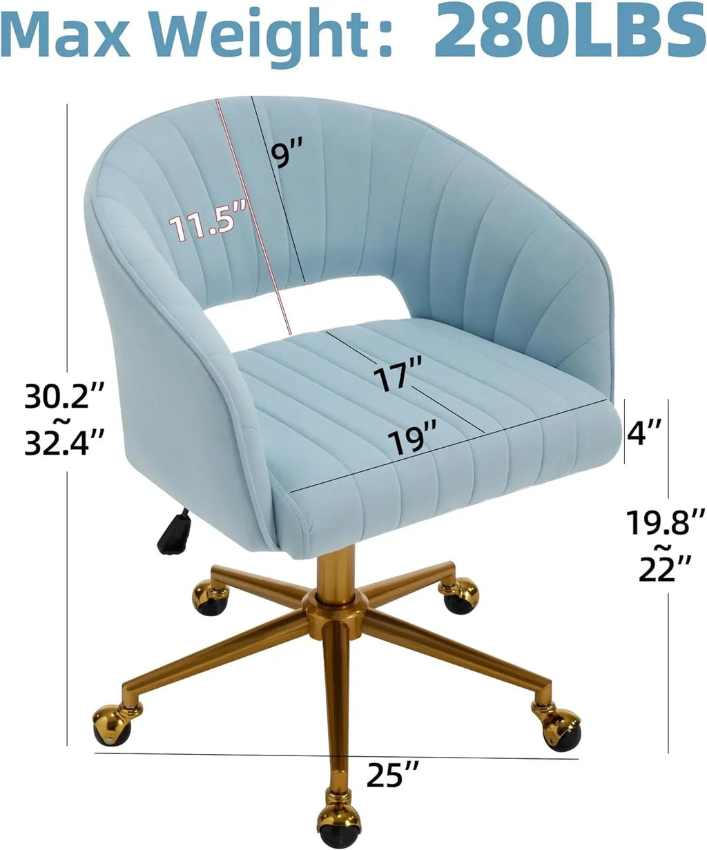 2026 NewWestice Home Office Desk Chairs, Velvet Task Chair, Height Adjustable Swivel Vanity Chair with Golden Base for Vanity Study, Living Room Computer Room, Beige