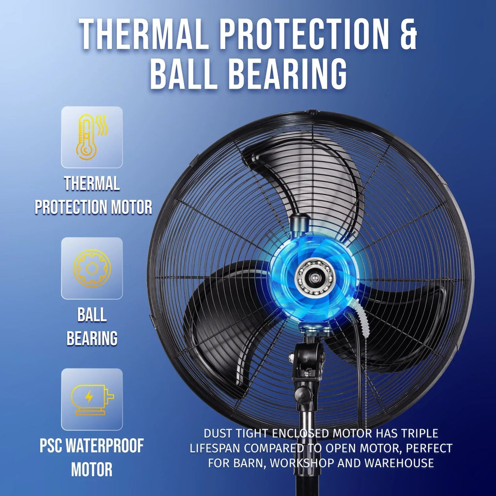 2026 NewTornado - 20 Inch High Velocity Metal Oscillating Pedestal Fan - Commercial, Industrial Use Water-Resistant