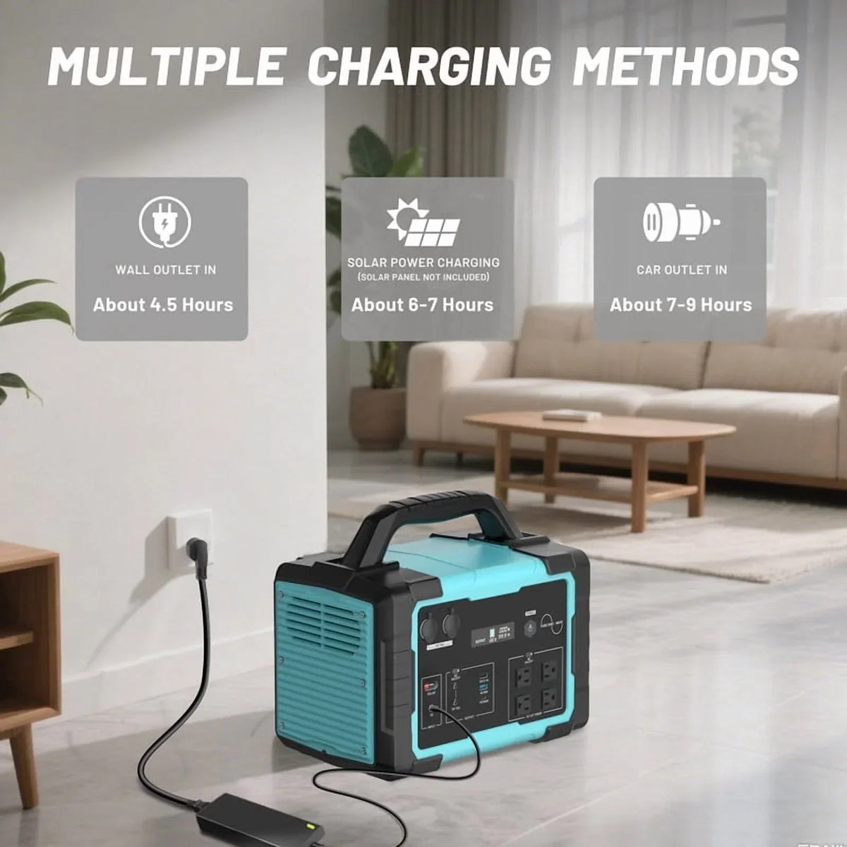2026 New1000W Portable Solar Generator, 1024Wh LiFePO4 Battery Power Station with 100W Solar Panel, USB-C Power Bank for for Camping, Outdoor Travel, RV, and Home Emergency-Blue
