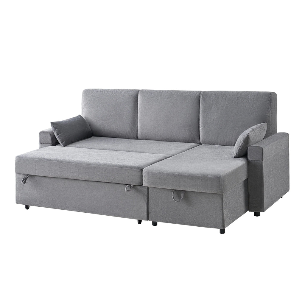 2026 NewVANACC Sofa Bed, Adult Sleeper Sofa with Storage Chaise, Pull Out Couch for Bed Room, Gray Chenille