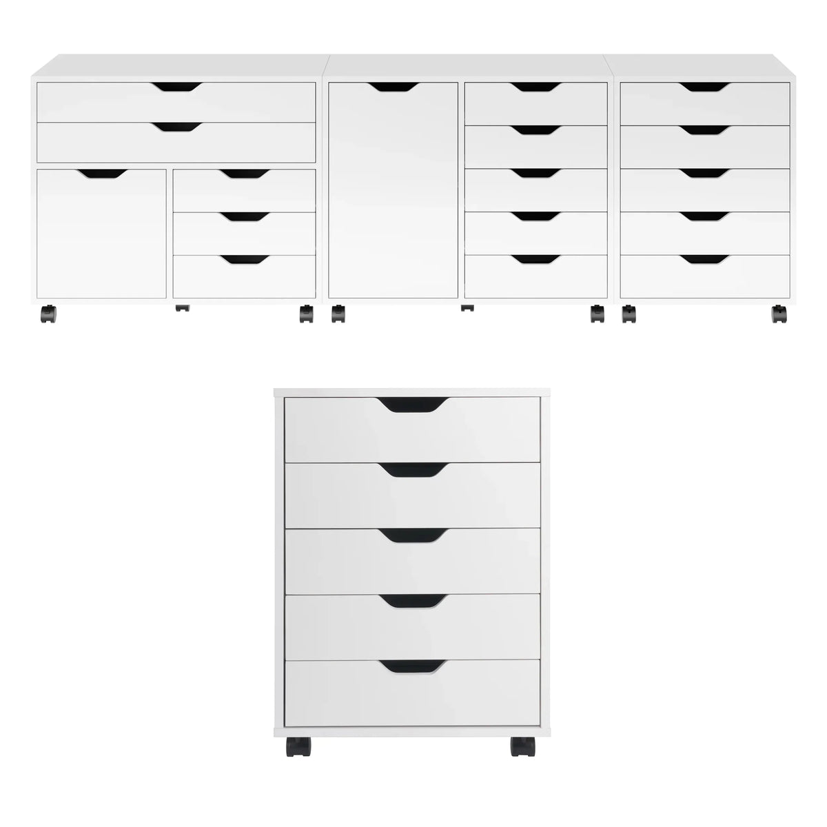 2026 NewWinsome Halifax 5-Drawer Mobile Cabinet 10519, White Finish