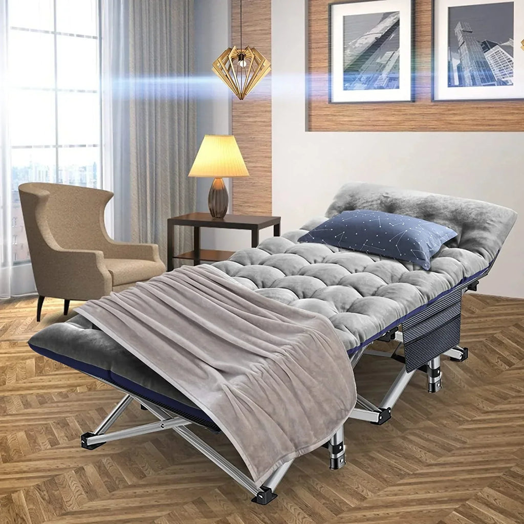 2026 NewABORON Portable Camping Cot with Mattress & Carry Bag, 75''x28'' Folding Sleeping Cots, Folding Bed Cot for Adults & Kids
