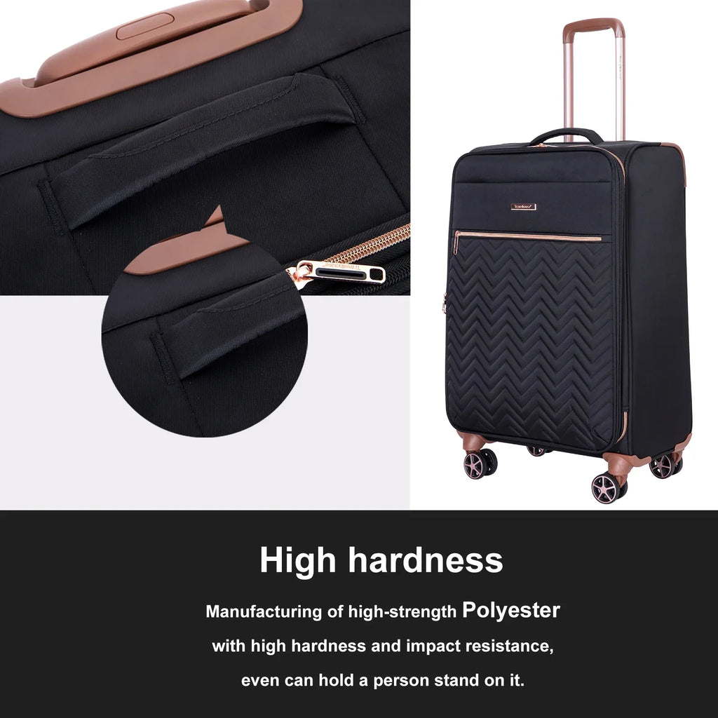 2026 NewTravelhouse 4 Piece Luggage Set Softside Expandable Lightweight Suitcase with Double Spinner Wheels.(Black)