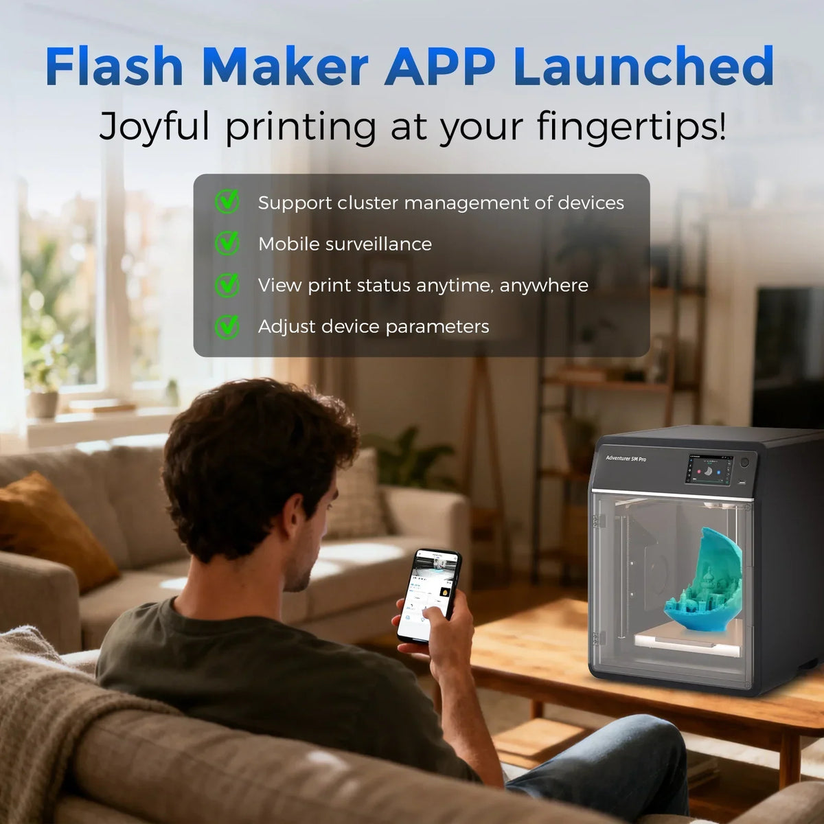 2026 NewFlashforge 3D Printer Adventurer 5M, 3D Printers for Beginners Home DIY, High Speed Print Size 8.7 x 8.7 x 8.7in, Black