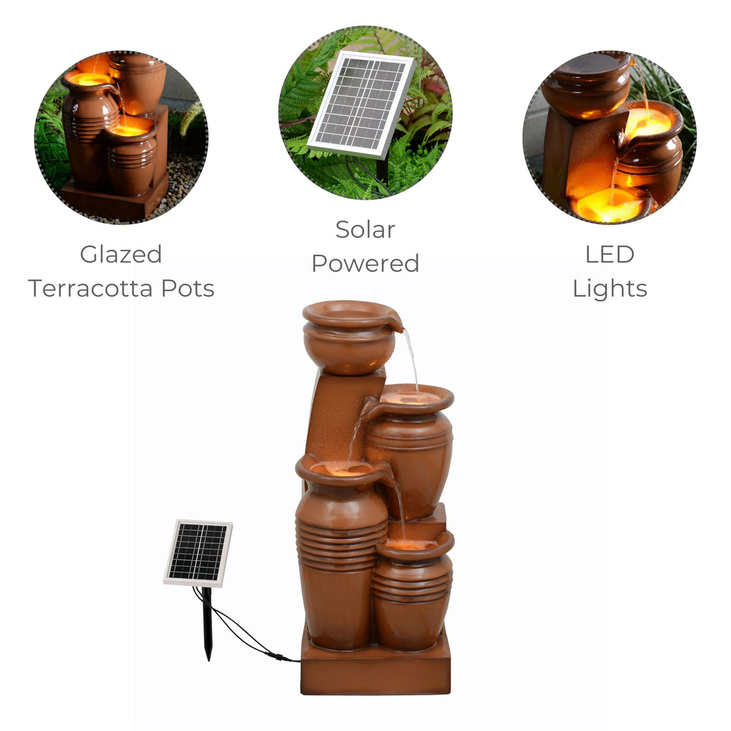 2026 NewTeamson Home 28.74" Solar Water Fountain with LED Lights, Navy