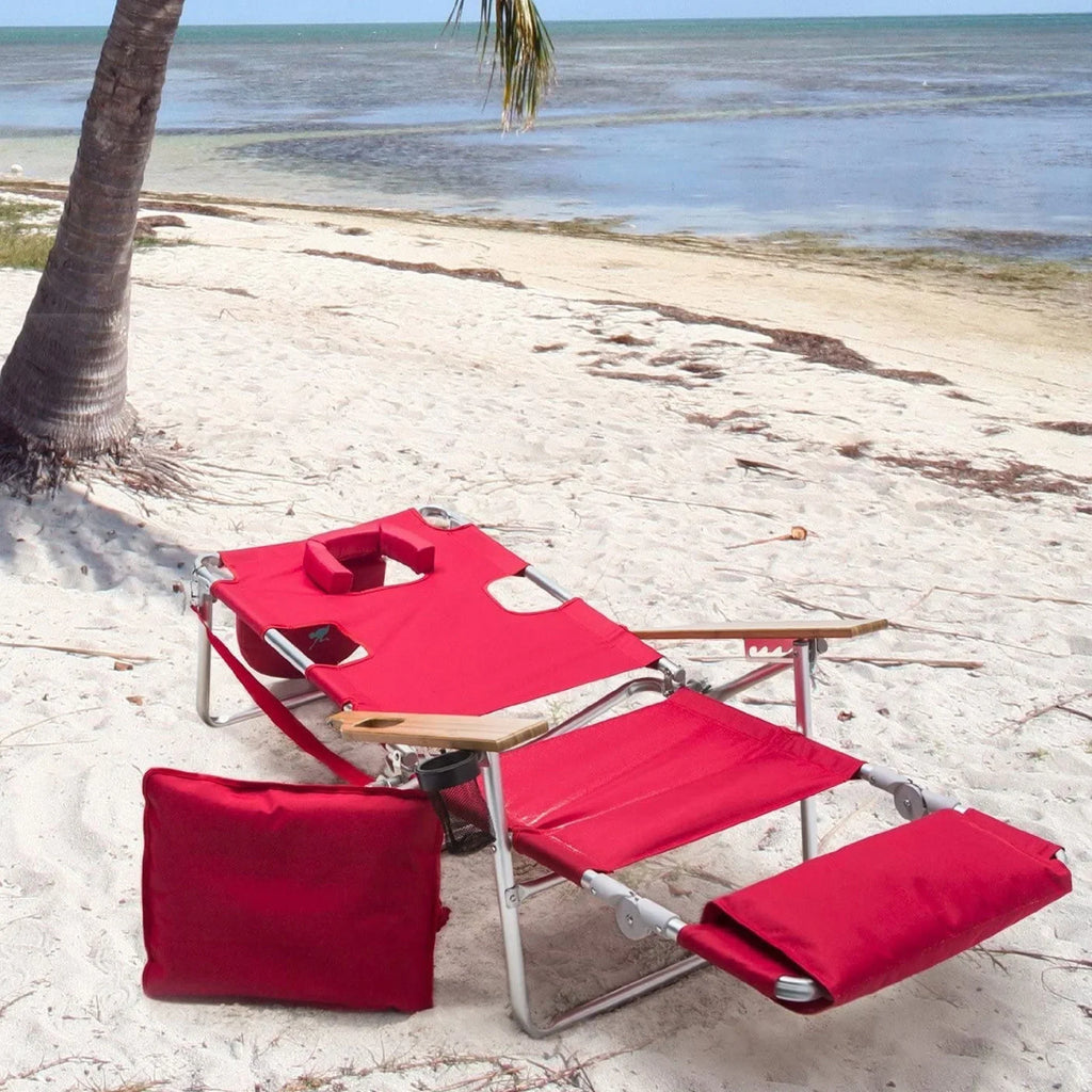 2026 NewOstrich Deluxe 3N1 Lightweight Outdoor Beach Lounge Chair w/Footrest, Pink