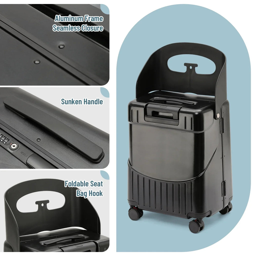 2026 New22 Inch TSA Lock Luggage with for Kids& Adult,Check in Lockable Spinner Wheels Free Luggage Cover and Safety Seatbelt Travel Suitcase