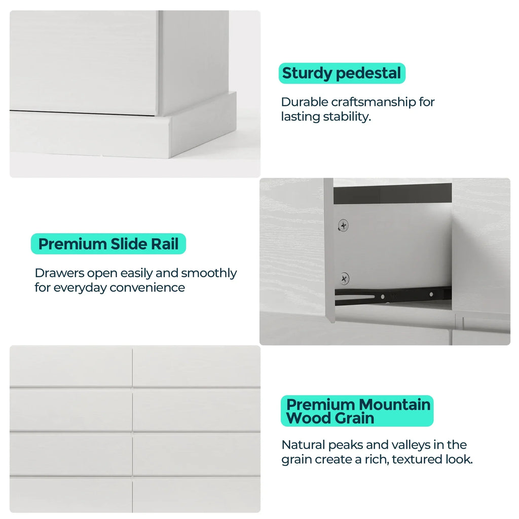 2026 NewLinsy Home Modern Wood Dressers for Bedroom, Wide Chest of 9 Drawers, White