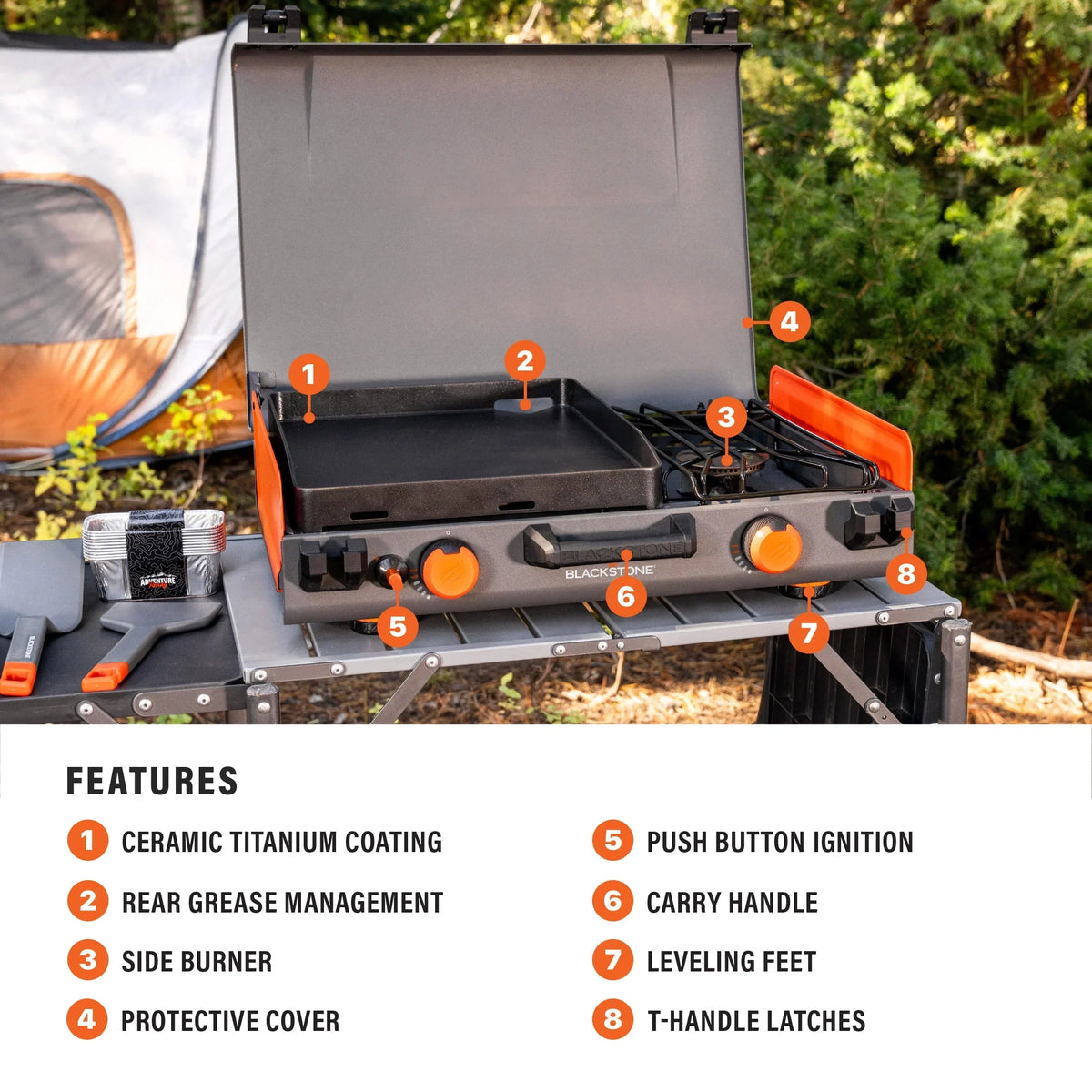 2026 NewBlackstone Adventure Ready 12"x14" Propane Camping Griddle with Side Burner
