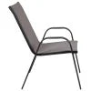 2026 NewBizChair 5 Pack Black Outdoor Stack Chair with Flex Comfort Material and Metal Frame