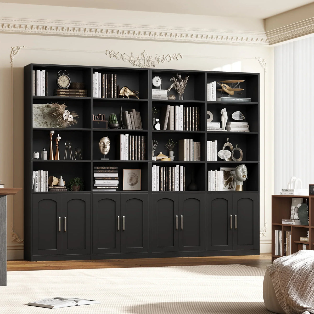 2026 NewHomfa 73" Tall Bookcases with Doors, 8 Cubes 6-Tier Double Row Bookshelf, White Bookcase for Living Room Home Office