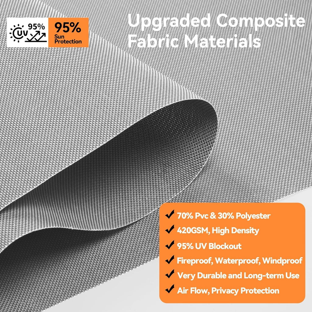 2026 NewSuperjoe Outdoor Roller Shade for Patio, Cordless Blackout Waterproof Blind, UV Block, 4'L x 6'W
