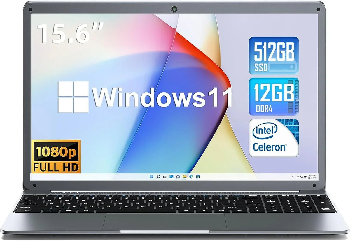 2026 NewSGIN 15.6inch Laptop 12GB DDR4 512GB SSD Windows 11 with Intel Celeron N5095A Full HD 1920x1080