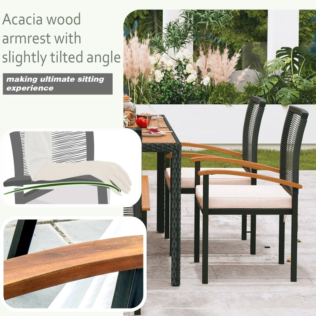 2026 New7 Pieces Outdoor Table and Chairs Outdoor Patio Furniture Set Wicker Patio Dining Sets for 6 Patio Table and Chairs Set Outdoor Furniture Set for Garden Yard Porch and Poolside