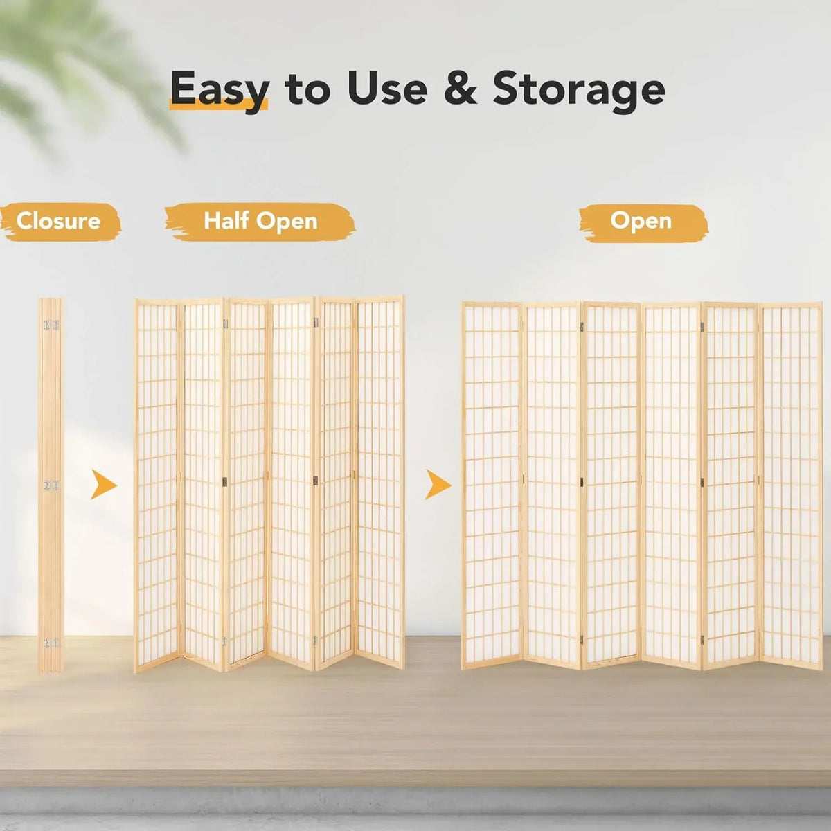 2026 NewJOSTYLE Room Divider Wall Shoji Screen, 6 Panel Folding Privacy Screen for Room Separation, Japanese Wood Room Divider Screen, 5.9 Ft, Natural