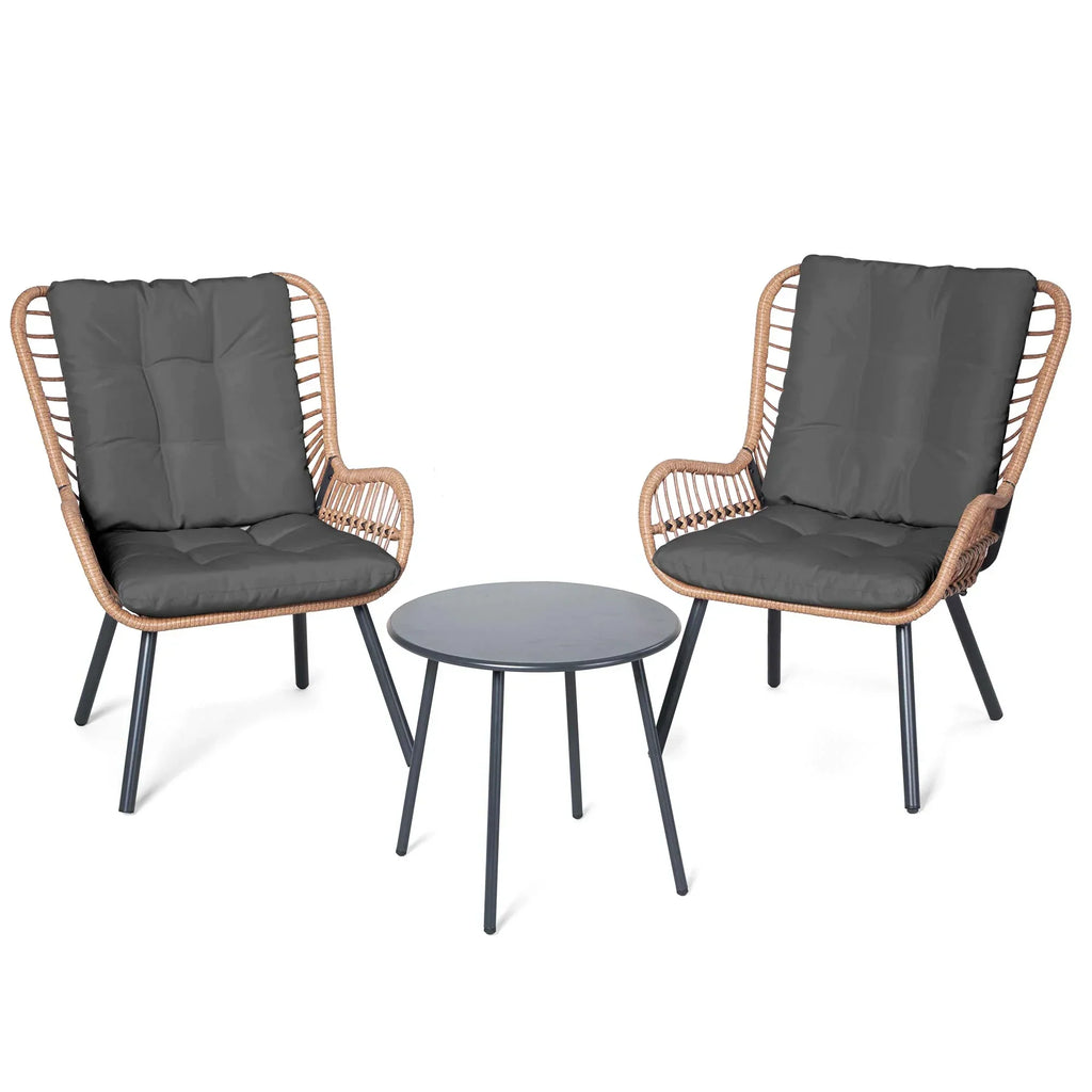 2026 NewLAUSAINT HOME 3-Piece Patio Furniture Set, High Back Outdoor Bistro with Coffee Table & Beige Cushions for Garden or Deck