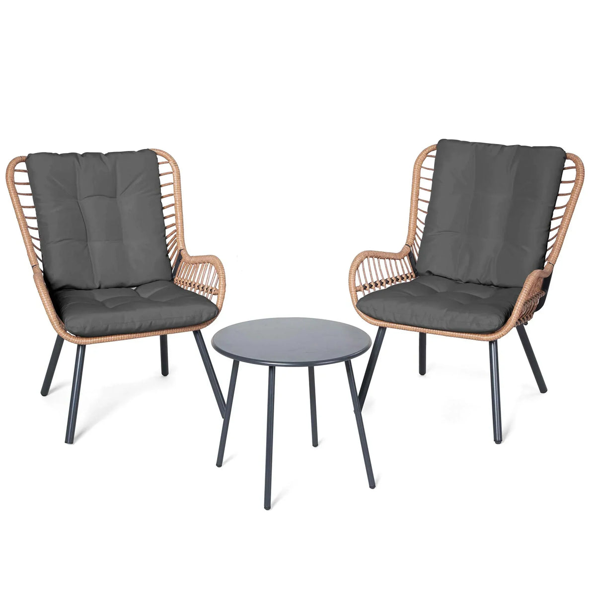 2026 NewLAUSAINT HOME 3-Piece Patio Furniture Set, High Back Outdoor Bistro with Coffee Table & Beige Cushions for Garden or Deck