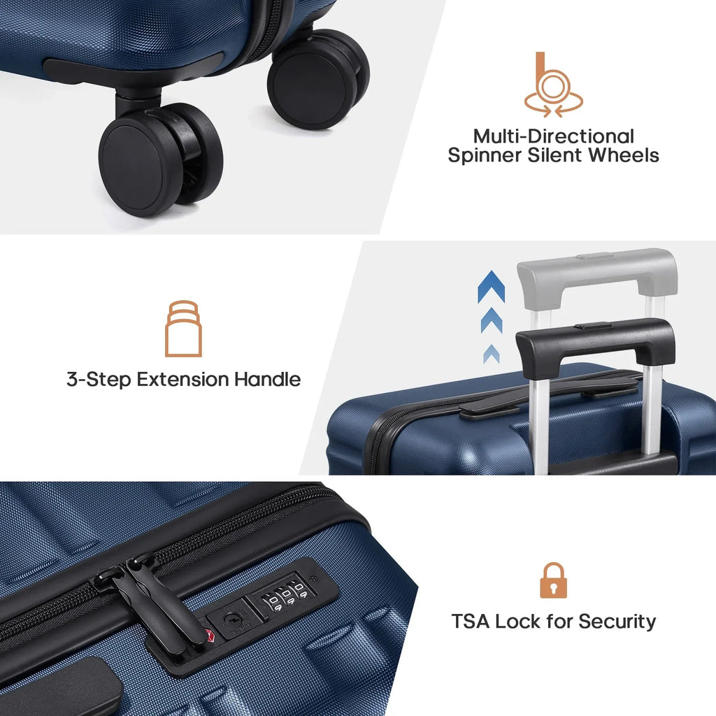 2026 NewMIUSSE Luggage Sets 3 Piece, 20 Inch Carry On Luggage with Wheels, 100% PC Hardshell Suitcase with TSA Lock, Carry On Suitcases Airline Approved With Travel Backpack for Men Women