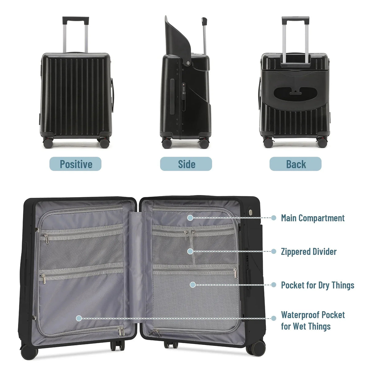 2026 NewFridtrip 20 Inch Carry On TSA Lock Luggage with Foldable Seat for Kids& Adult,Lockable Spinner Wheels Free Luggage Cover and Safety Seatbelt Travel Suitcase
