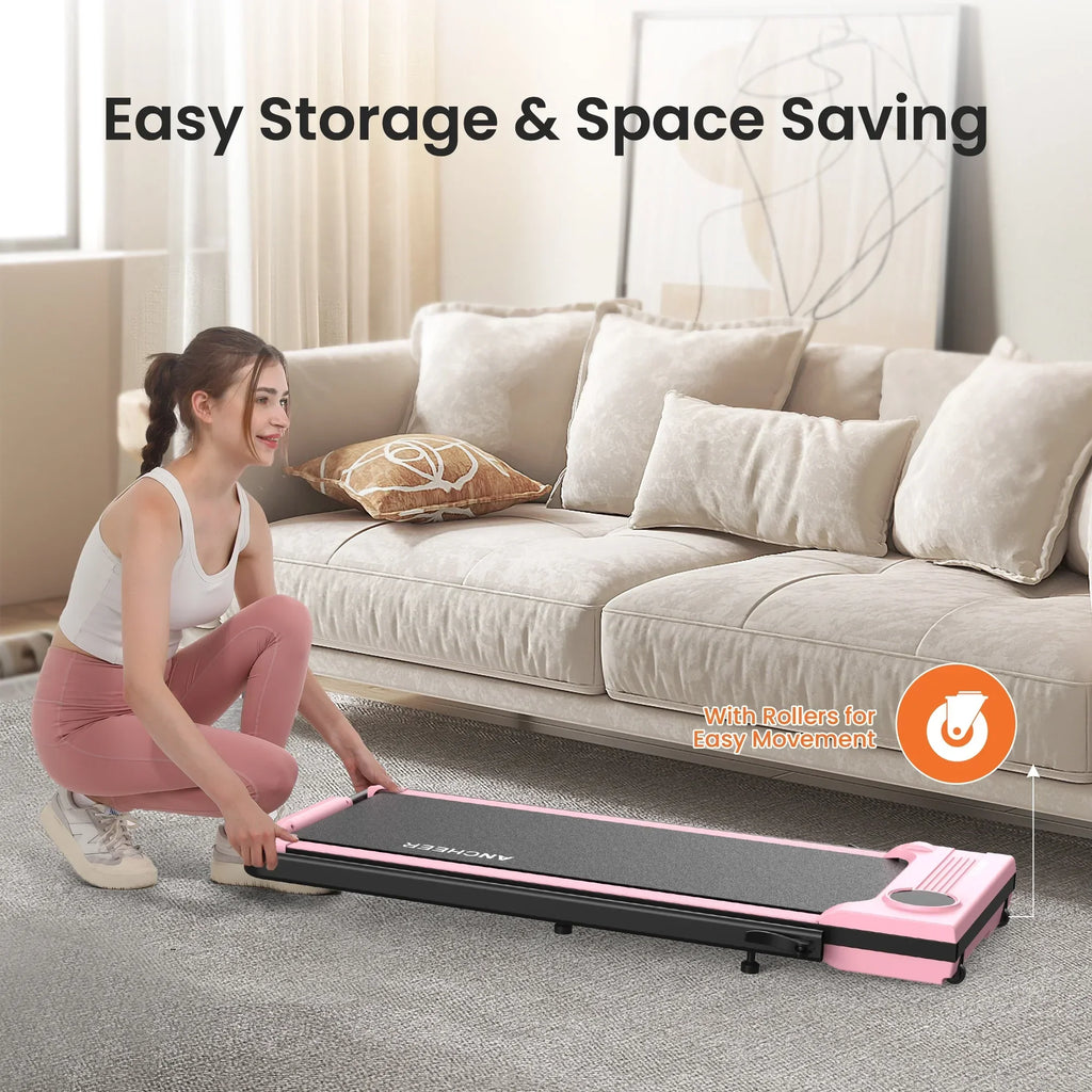 2026 NewANCHEER Portable Folding Walking Pad 300lb, 7.5 MPH Under Desk Treadmill with Remote Control & LED Display,2 in 1 Walking Pad Treadmill for Home/Office/Exercise(Pink)