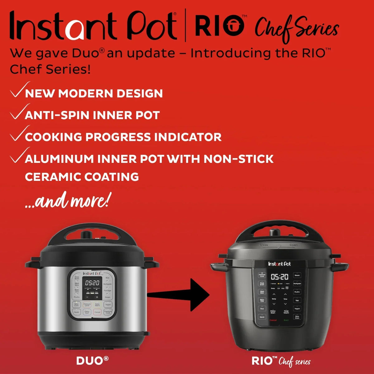 2026 NewInstant Pot 6Qt RIO Chef Series 7-in-1 Multi-Cooker, Pressure Cooker, Slow Cook, & More, Black