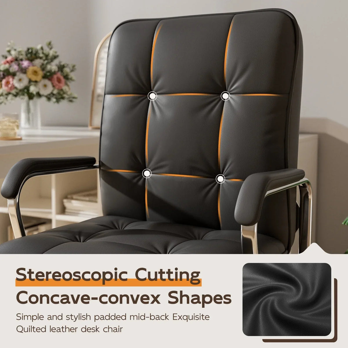 2026 NewSolfway White Office Chair, Swivel Leather Computer Desk Chair with Wheels and Padded Arms, Executive Office Chair for Adults