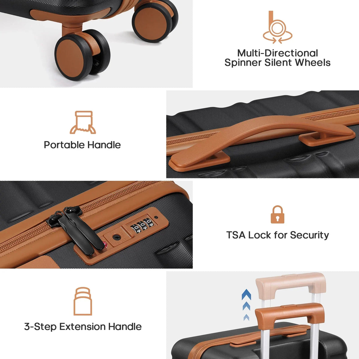 2026 NewMIUSSE Luggage Sets 3 Piece, 20 Inch Carry On Luggage with Wheels, 100% PC Hardshell Suitcase with TSA Lock, Carry On Suitcases Airline Approved With Travel Backpack for Men Women