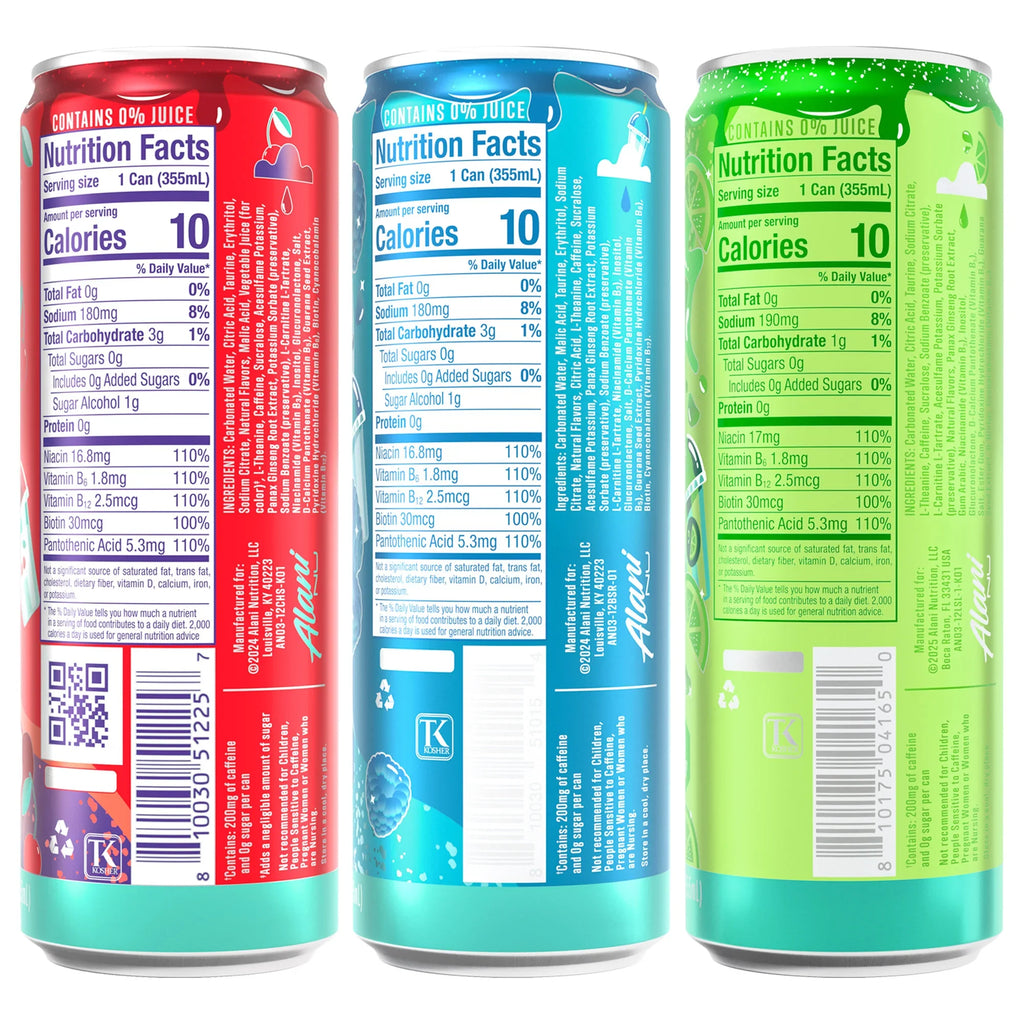 2026 NewAlani Nu Energy Drink, Lime Slush Variety Pack, 12 fl oz, 18-count