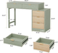 2026 NewTribesigns 39" Reversible Computer Desk with 5 Drawers, Wood Writing Desk for Home Office, Green