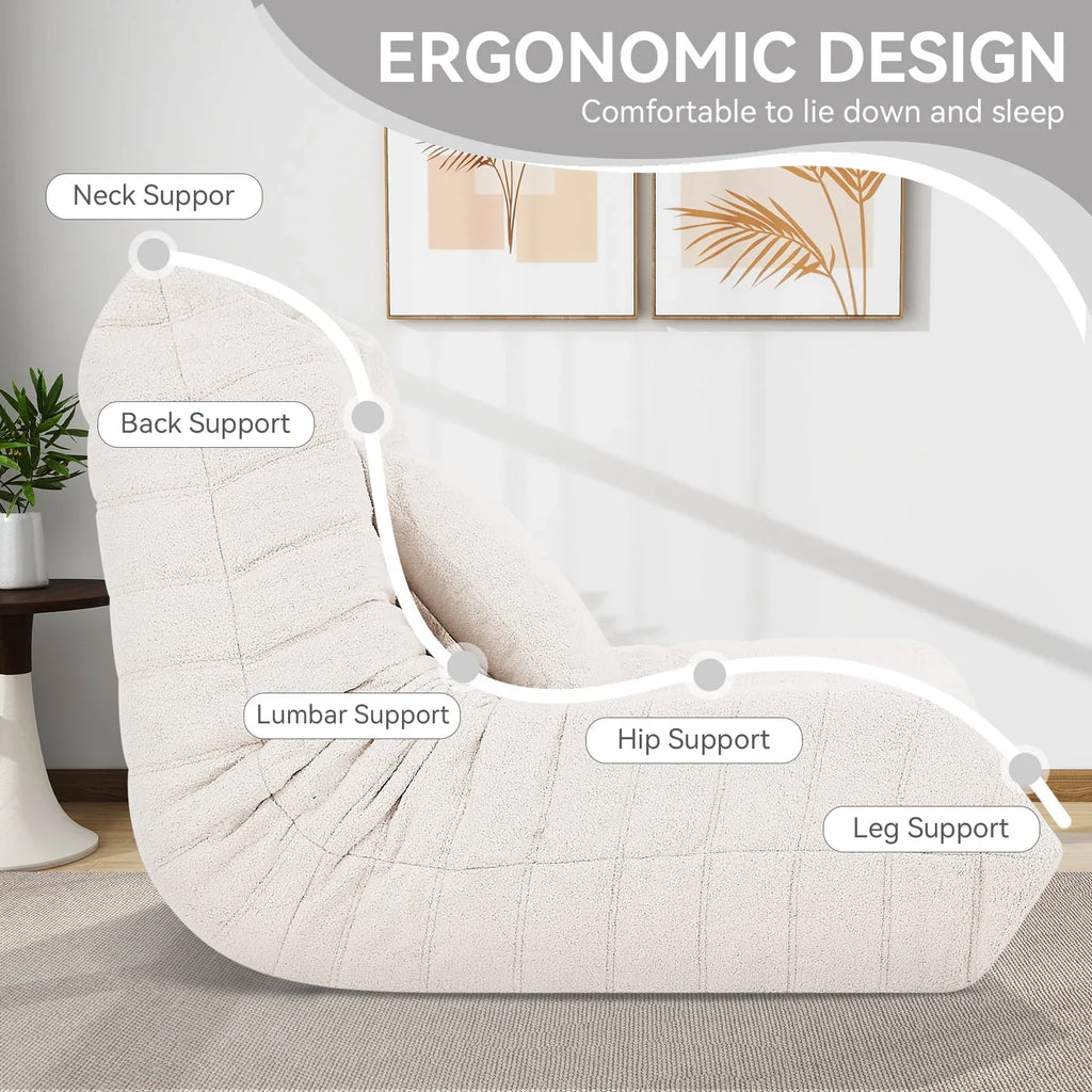 2026 NewVFD Bean Bag Chairs for Adults, Beanbag Chair with Ottoman Lounge Sofa Memory Foam Comfy Reading Chair for Bedroom & Living Room, Lazy Floor Sofa Couch