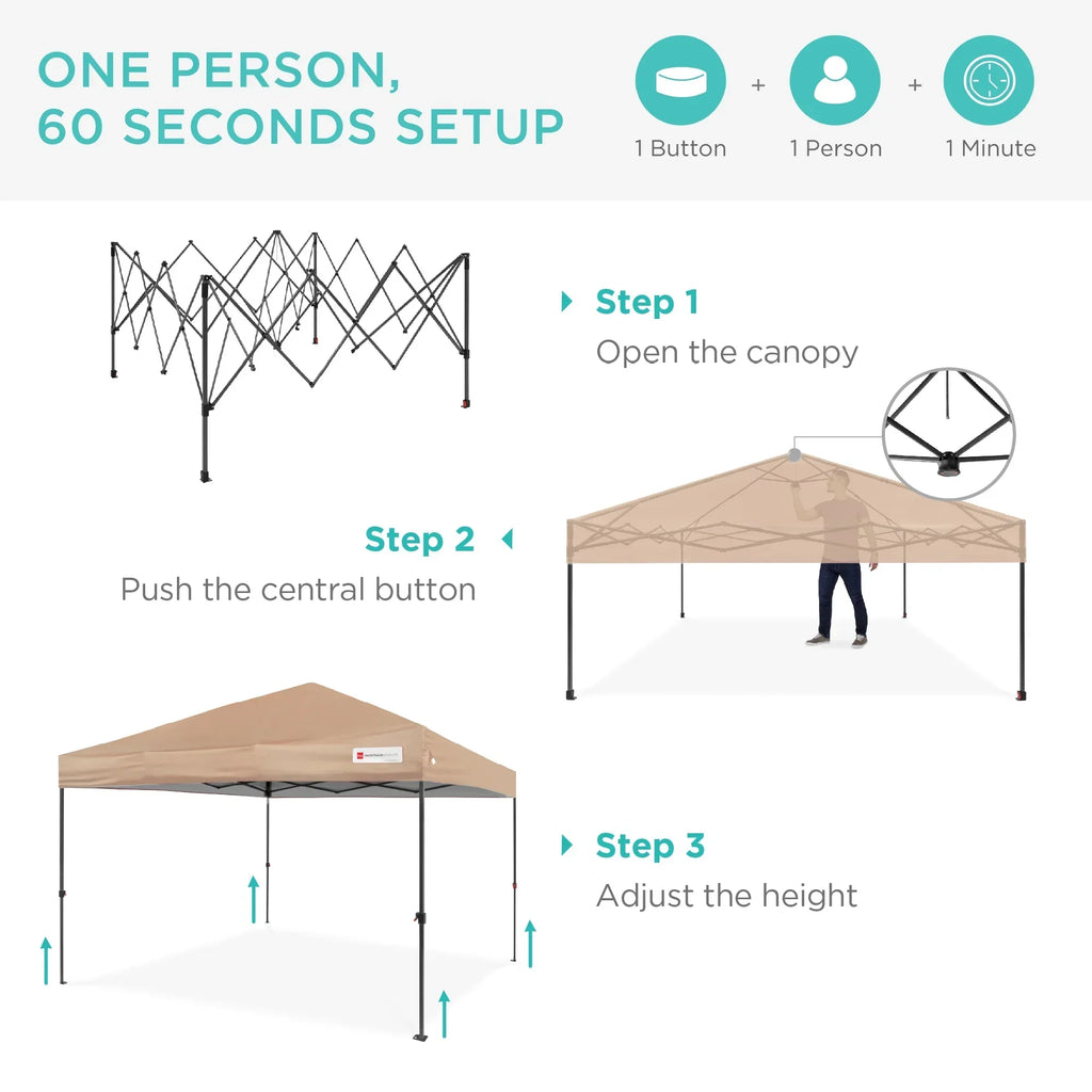 2026 NewBest Choice Products 12x12ft Easy Setup Pop Up Canopy w/ 1-Button Setup, Wheeled Case, 4 Weight Bags - Navy Blue